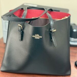 Coach Tote -  Leather Black with Red Interior | Gold Hardware | Classic Carryall